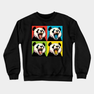 Pop Yawning Panda - Funny Panda Art Crewneck Sweatshirt